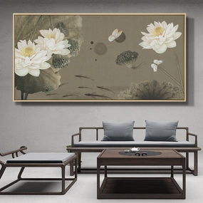 Oriental White Lotus Wall Art With Framehome decor ,wall decor 
