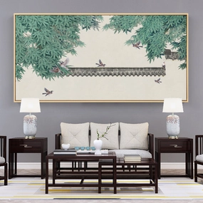 Pagoda Birds Oriental Wall Art With Framenordic style wall decor