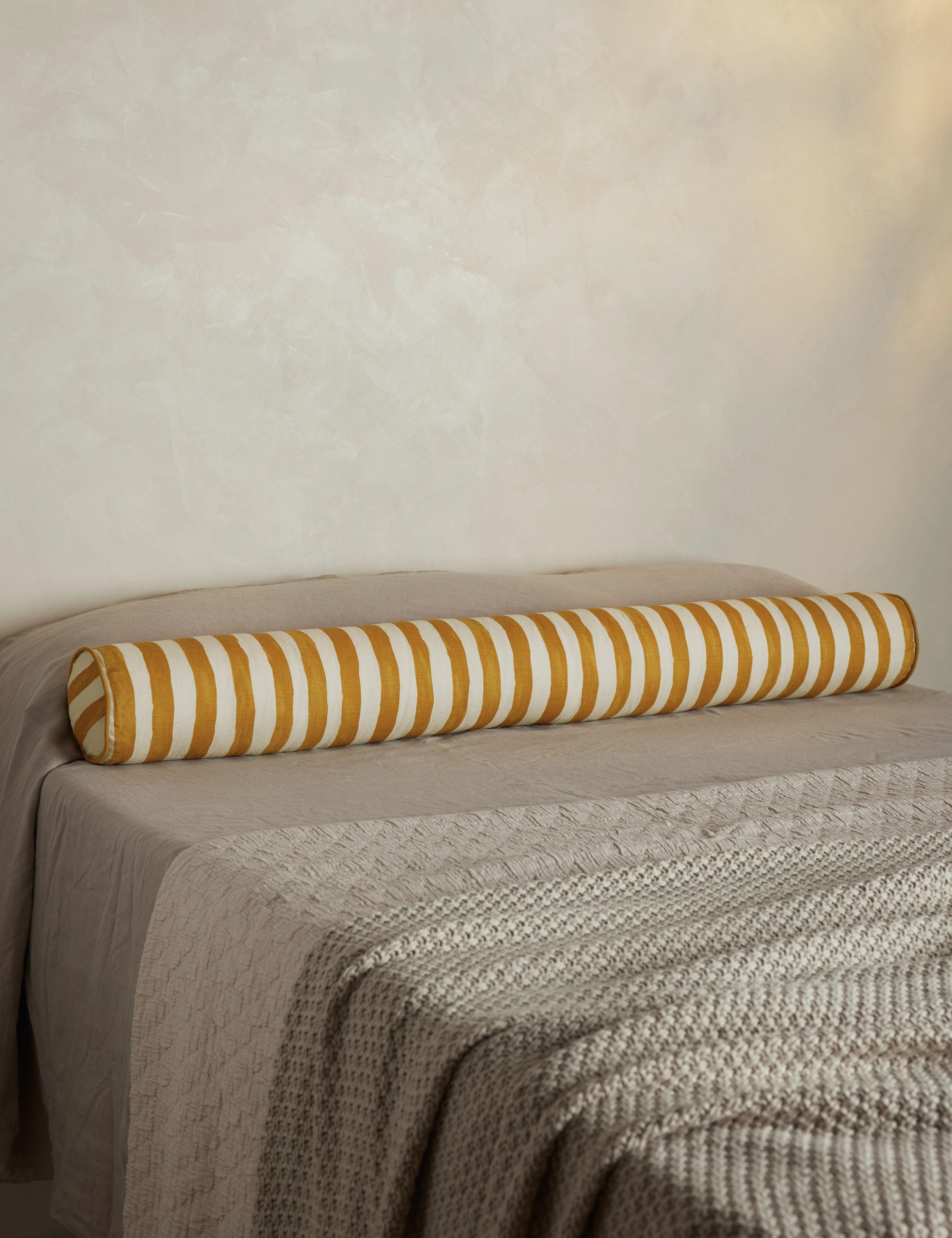 Painterly Stripe Linen Long Bolster Pillow by Sarah Sherman Samuel