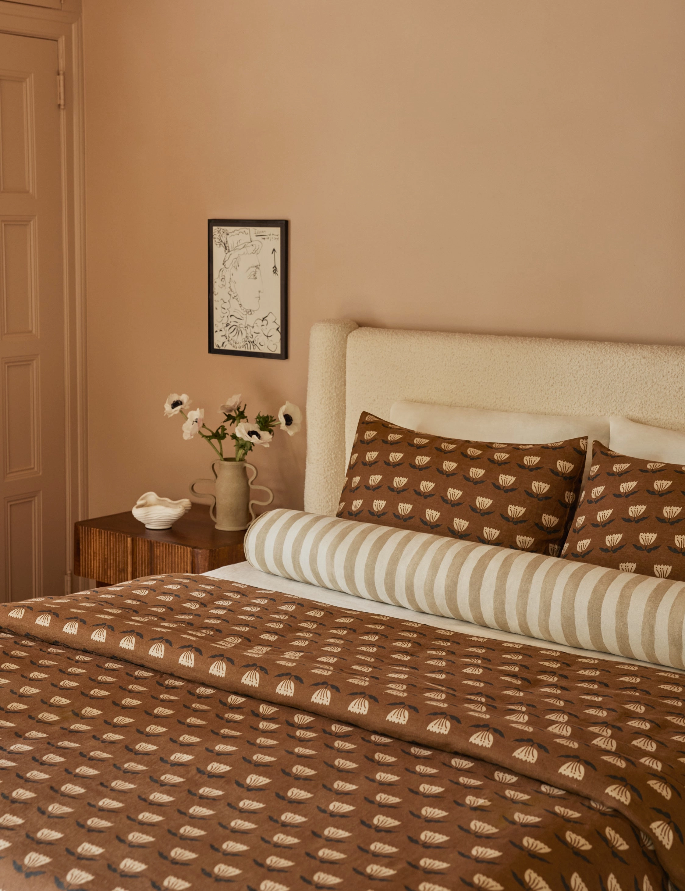 Painterly Stripe Linen Long Bolster Pillow by Sarah Sherman Samuel