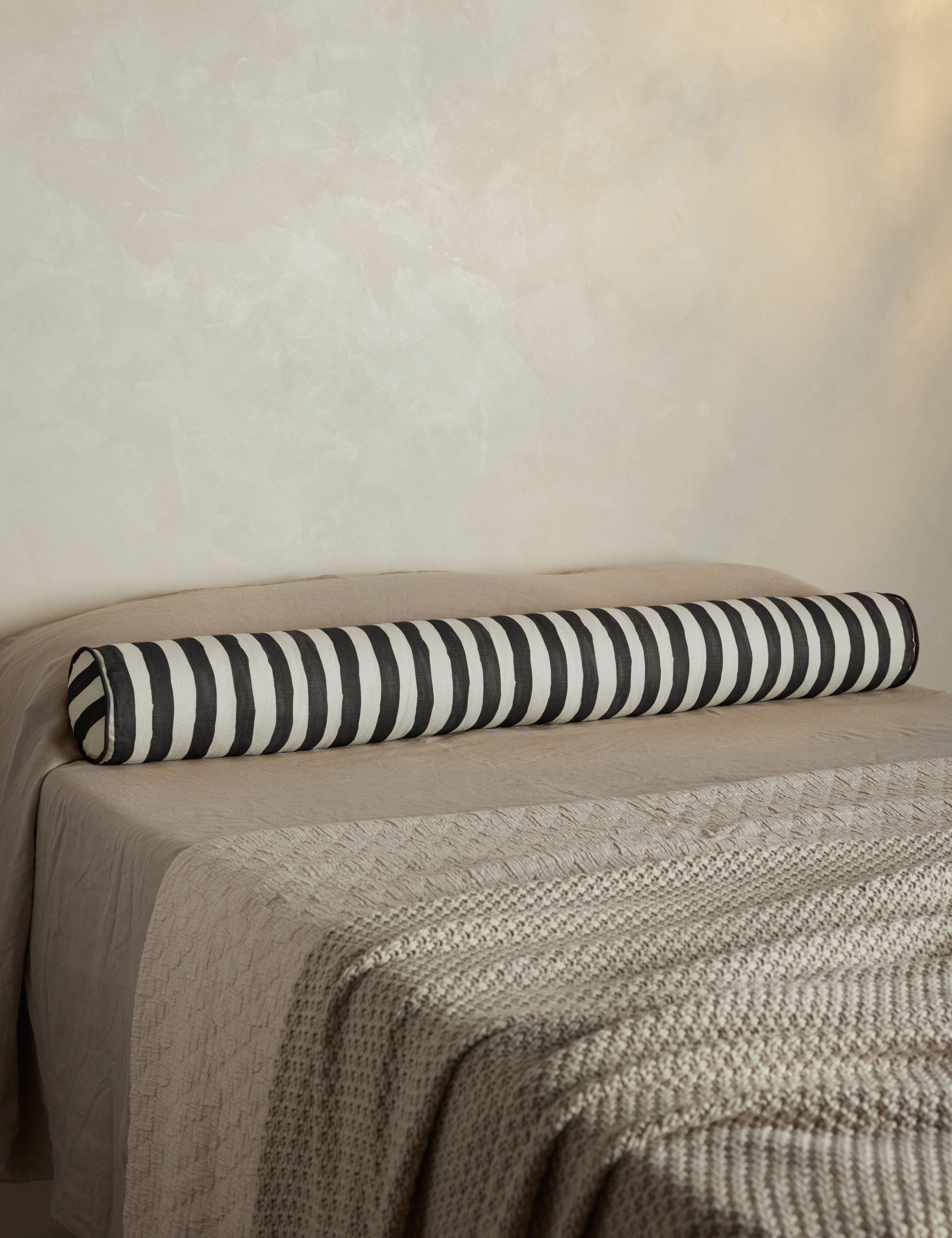 Painterly Stripe Linen Long Bolster Pillow by Sarah Sherman Samuel