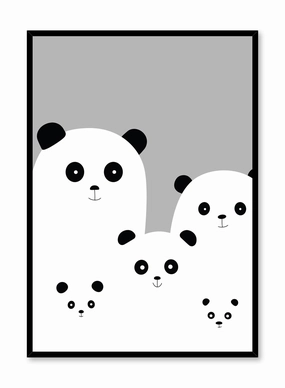 Panda Family in Black, Posterpop culture themed posters