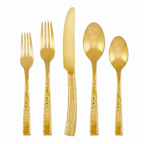 Paris Hammered Gold Titanium 20 Piece Flatware Seteco-friendly bamboo fiber tableware set 