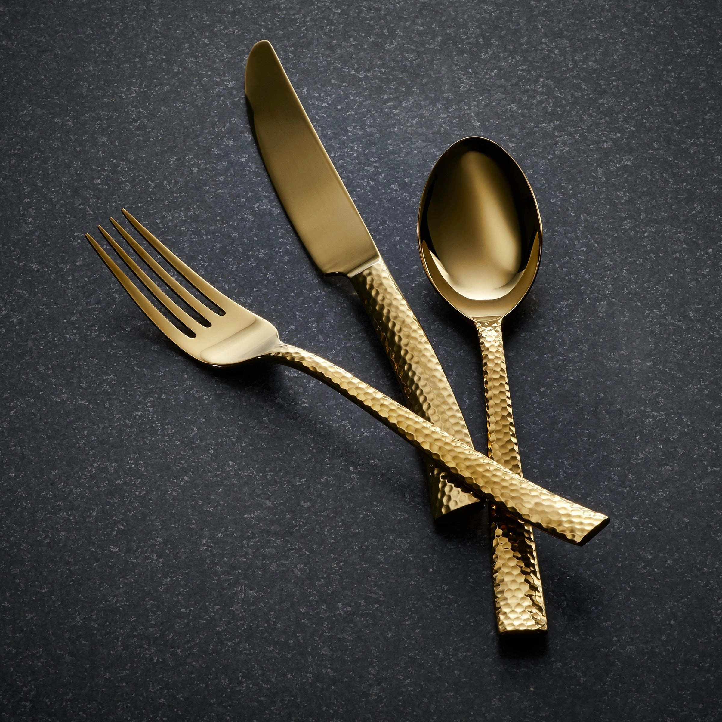 Paris Hammered Gold Titanium 20 Piece Flatware Set