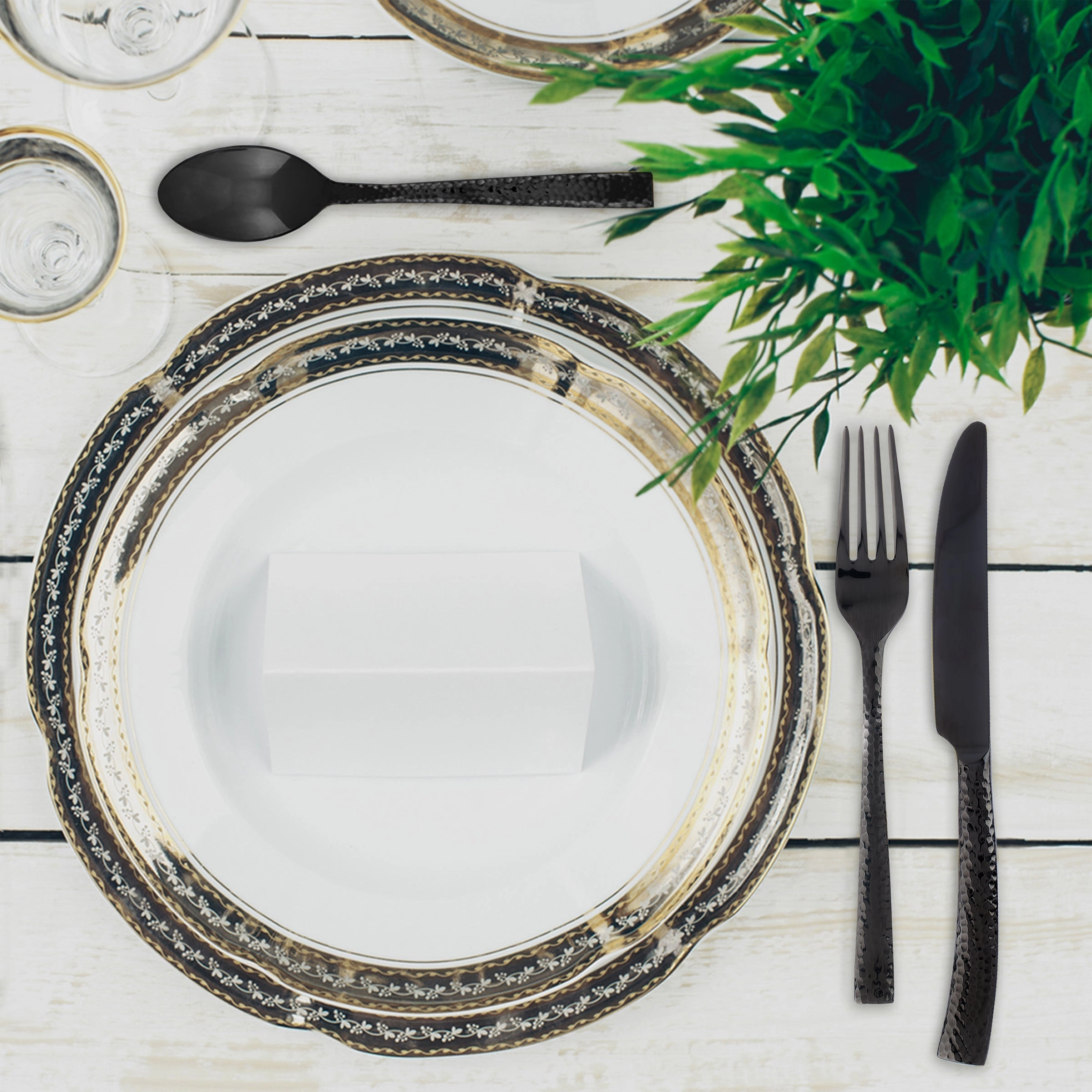Paris Hammered Gunmetal Titanium 20 Piece Flatware Set