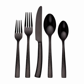 Paris Hammered Gunmetal Titanium 20 Piece Flatware Seteco-friendly bamboo fiber tableware set 