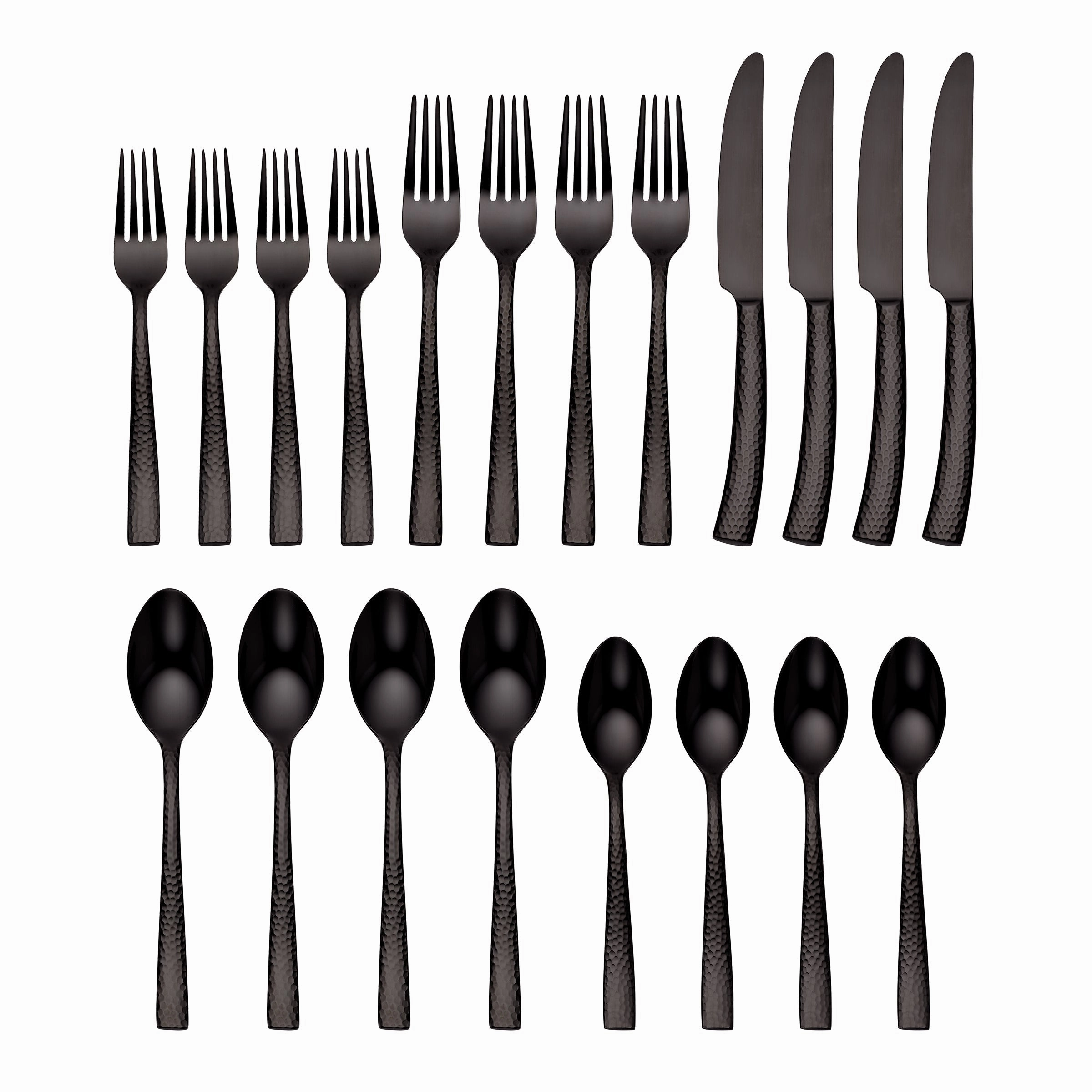 Paris Hammered Gunmetal Titanium 20 Piece Flatware Set