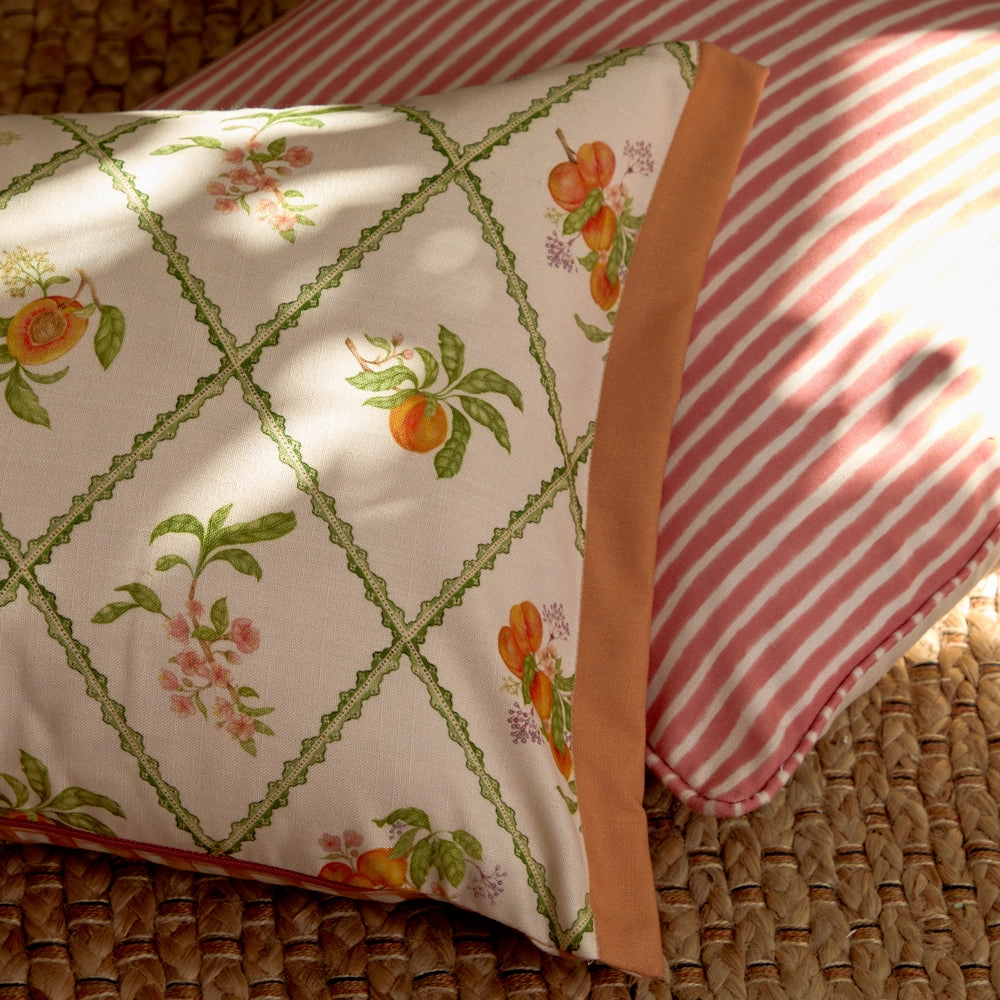 Peach Trellis Printed Outdoor Cushion Orange