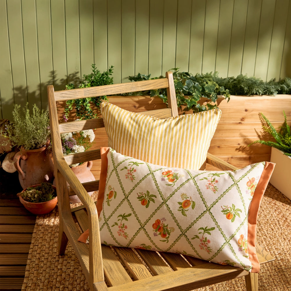 Peach Trellis Printed Outdoor Cushion Orange