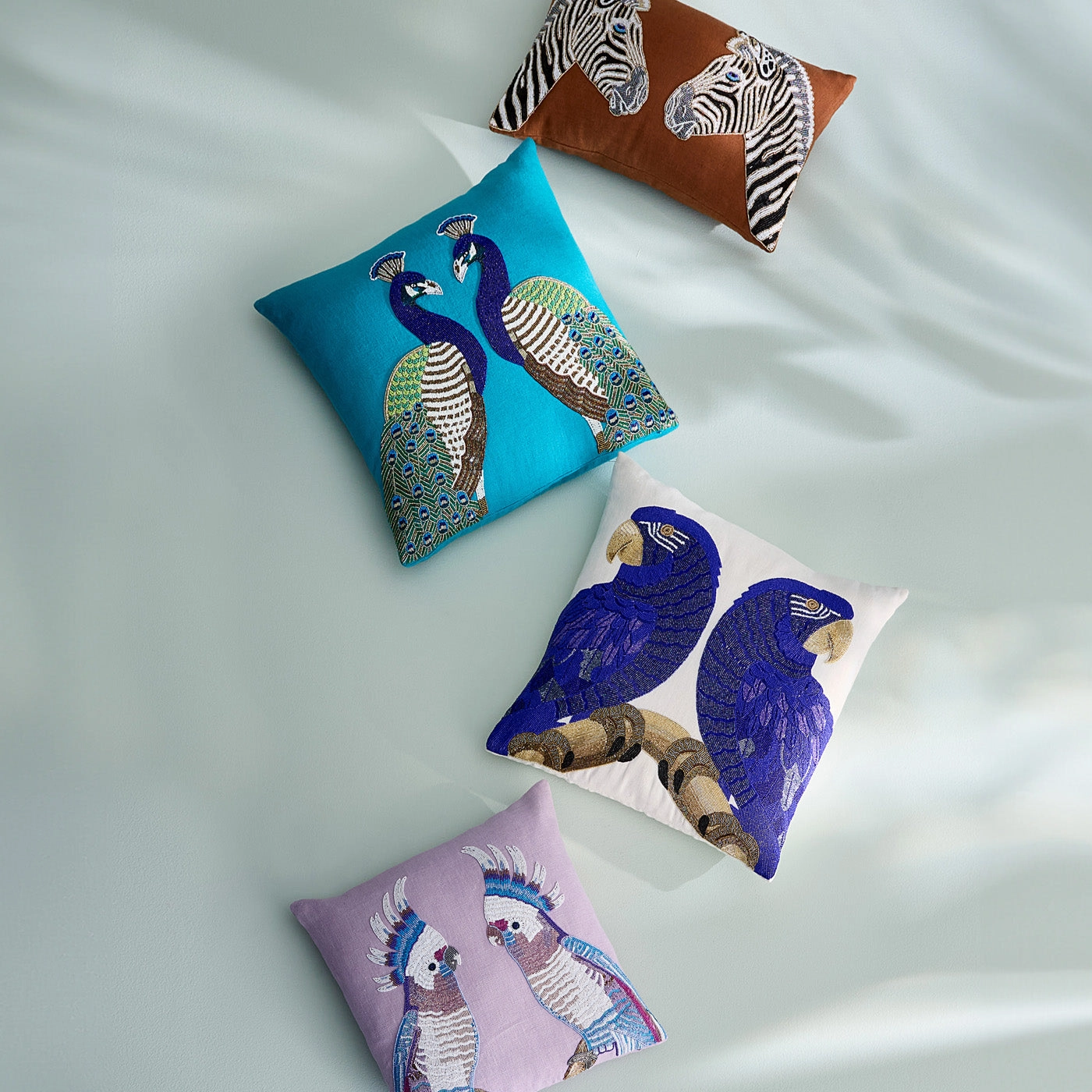 Peacock Beaded Pillow