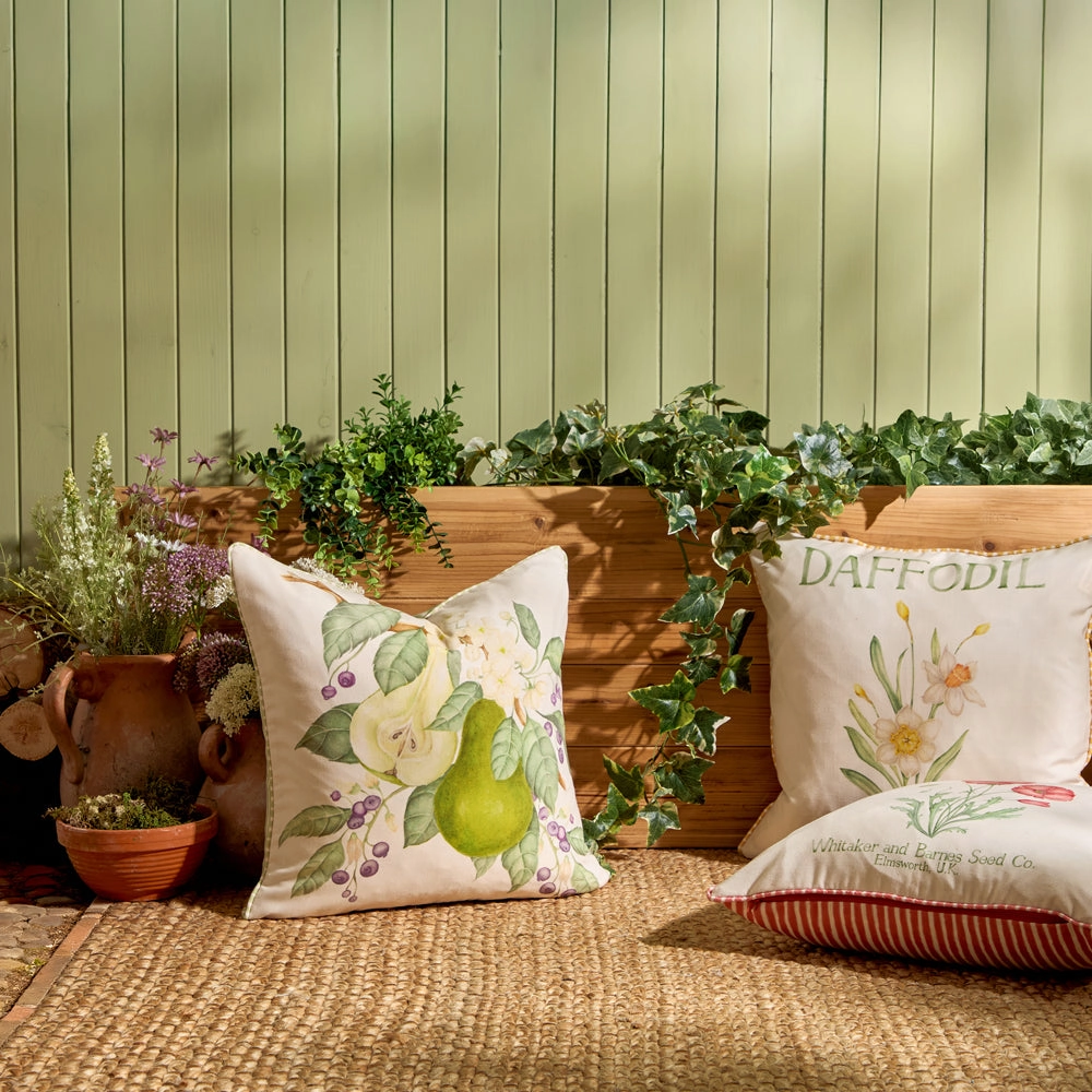 Pear Orchard Printed Outdoor Cushion Green