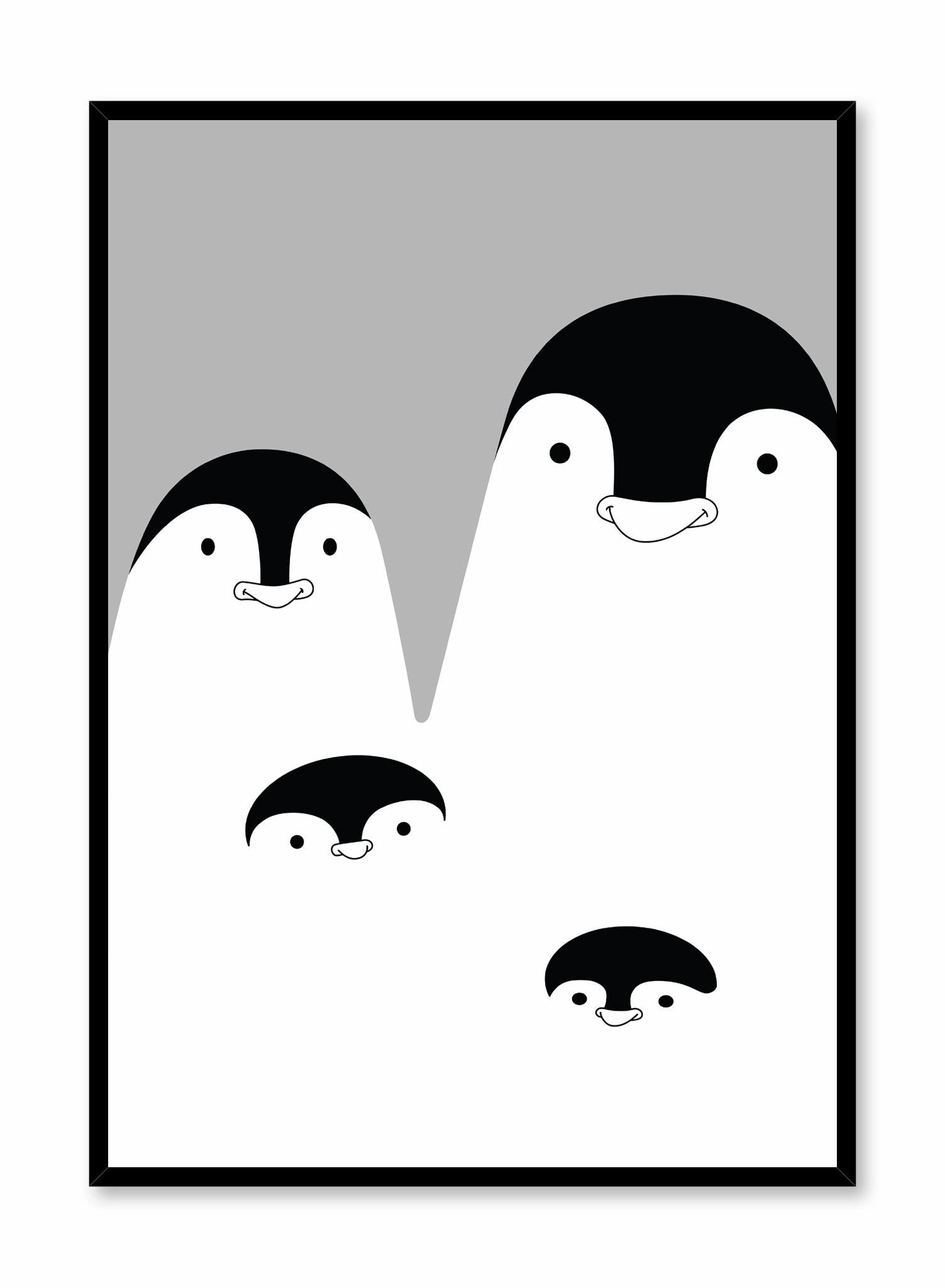 Penguin Family in Black, Posterpop culture themed posters