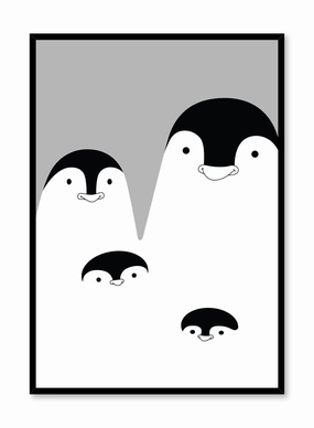 Penguin Family in Black, Posterpop culture themed posters