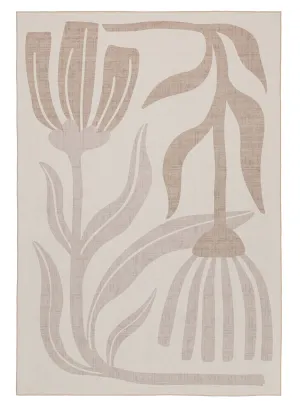 Perlha Beige and Grey Botanical Washable Rugmodern color block patchwork rug