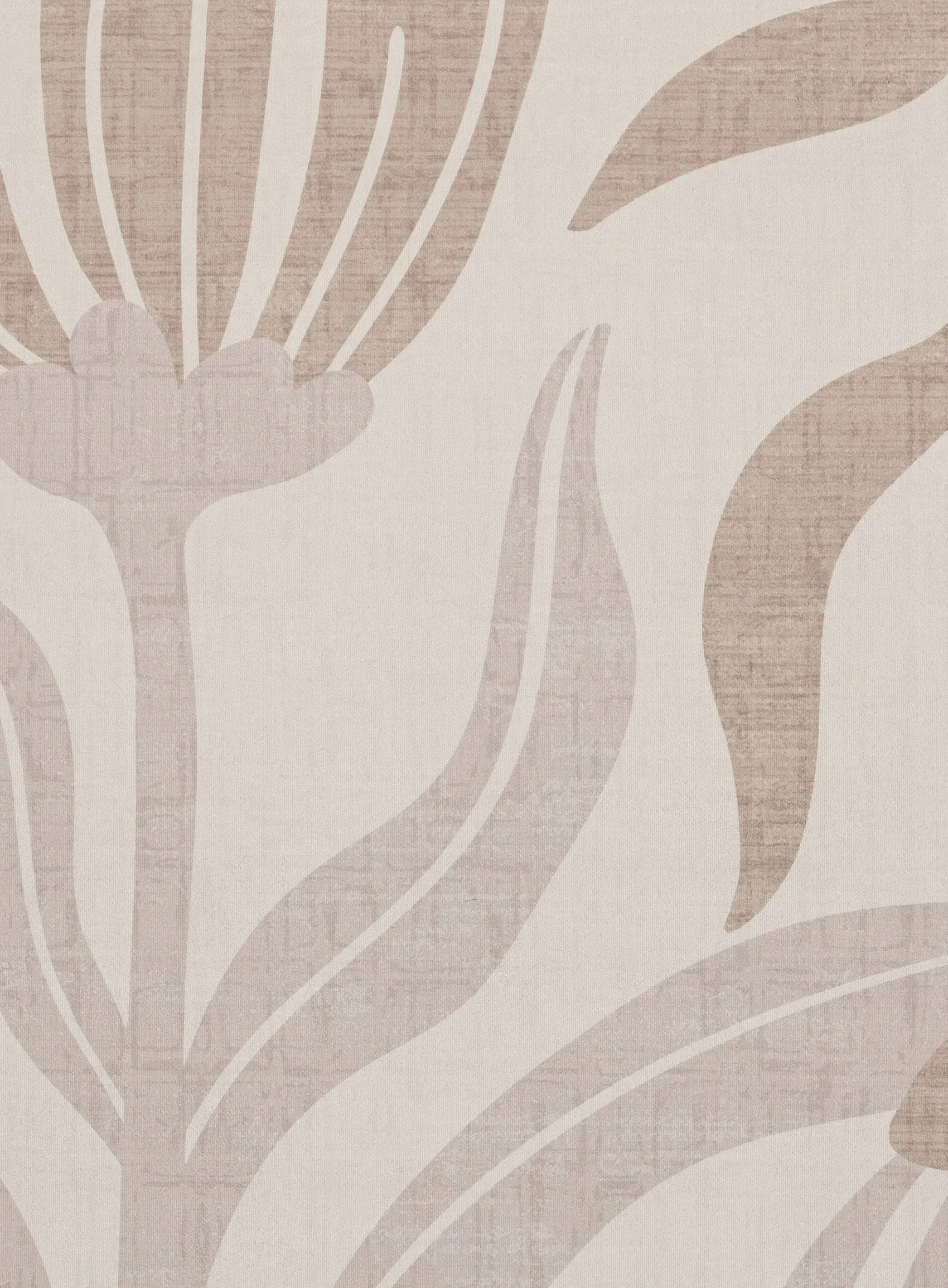 Perlha Beige and Grey Botanical Washable Rug