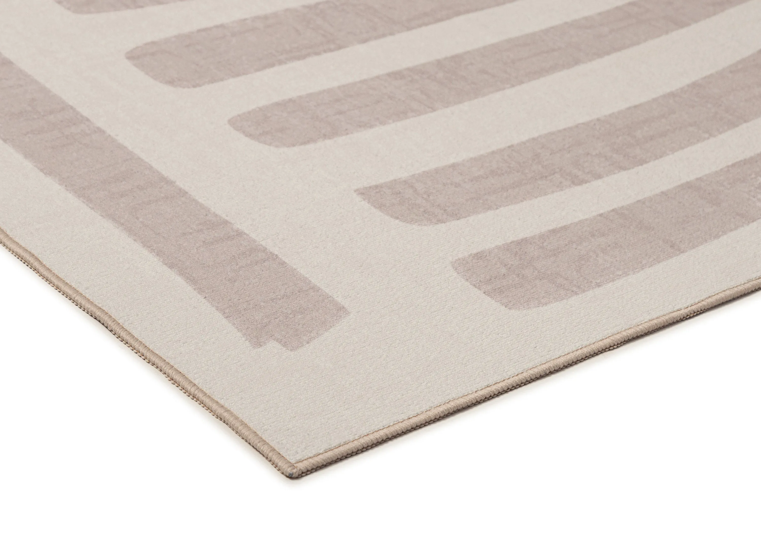 Perlha Beige and Grey Botanical Washable Rug