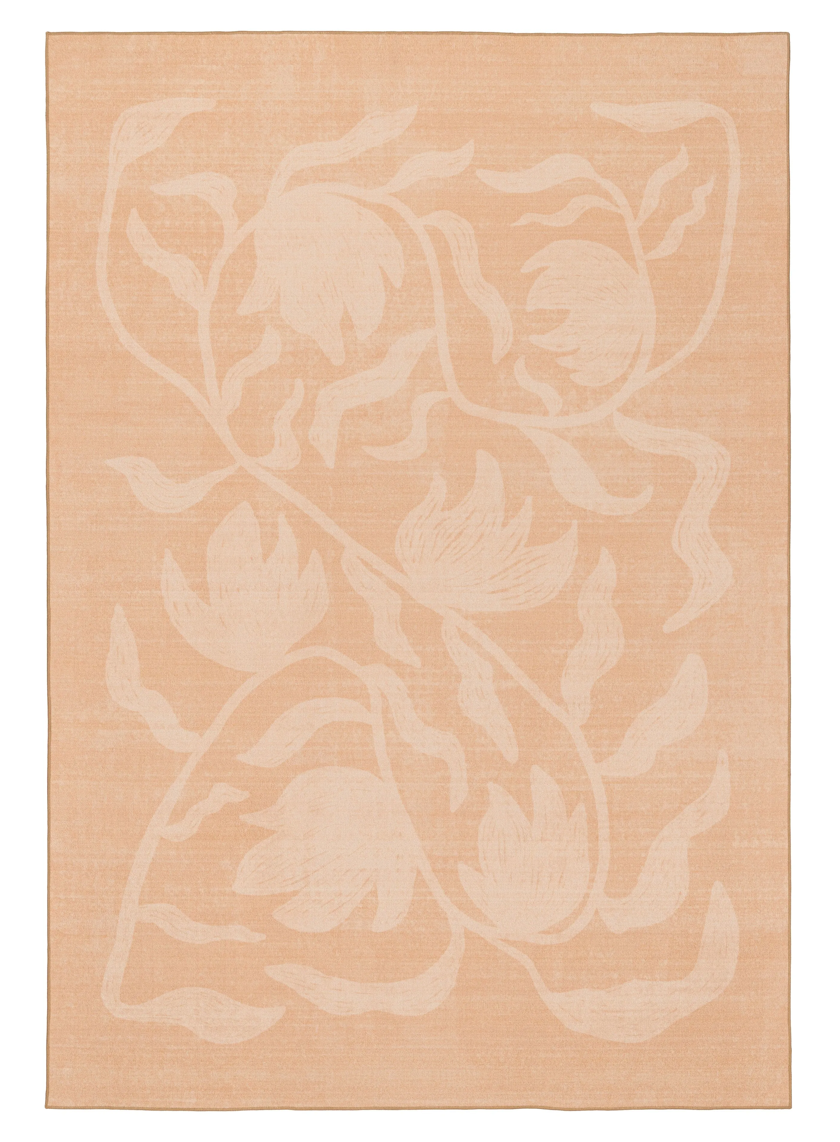 Pernilla Peach Botanical Washable Rugmodern color block patchwork rug
