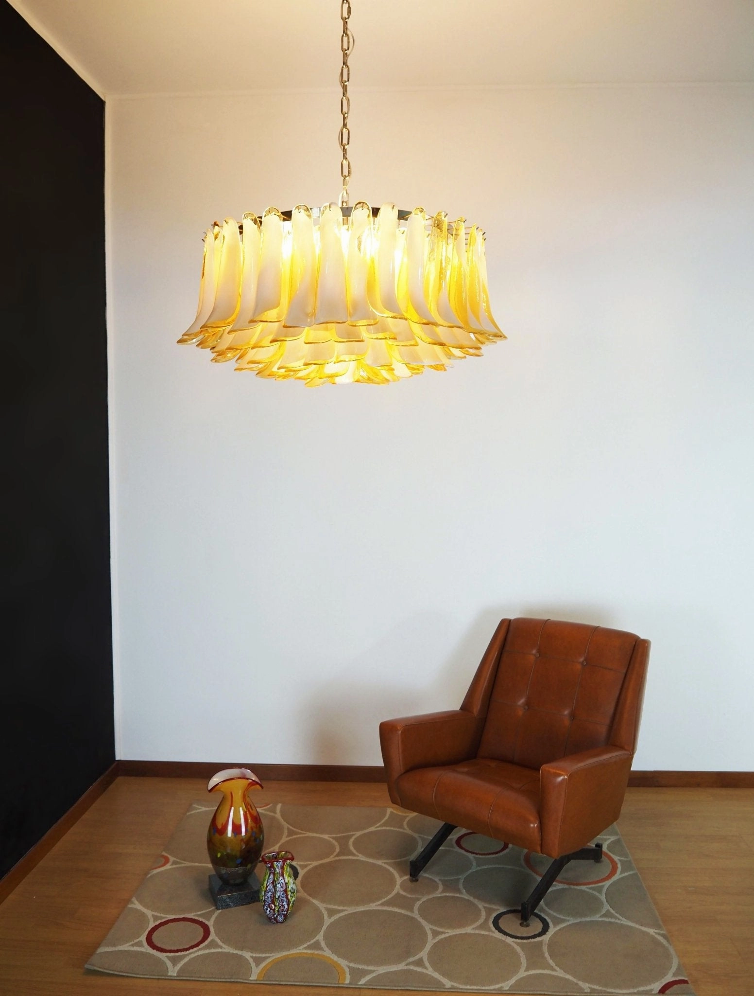 Petal Amber Murano Glass Chandelier