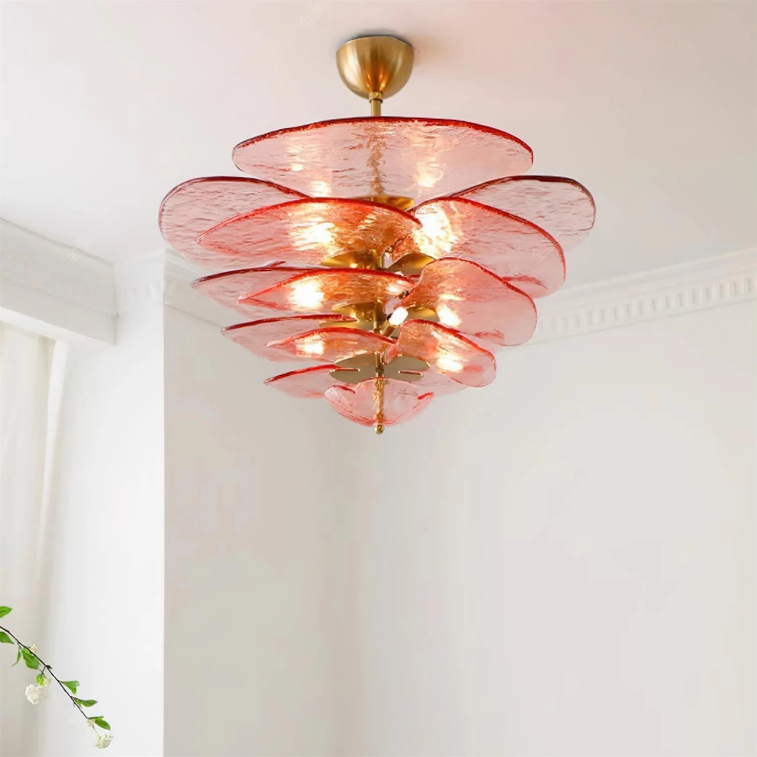 Petals Gold Murano Chandelier