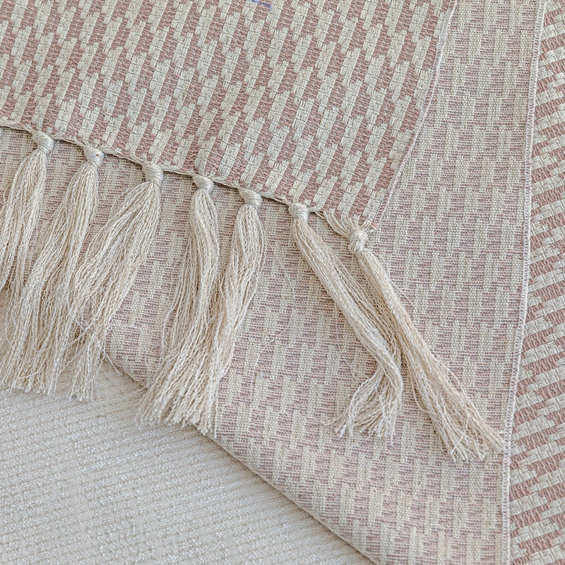 Pink and White Geometric Pattern Bed Cushion Set