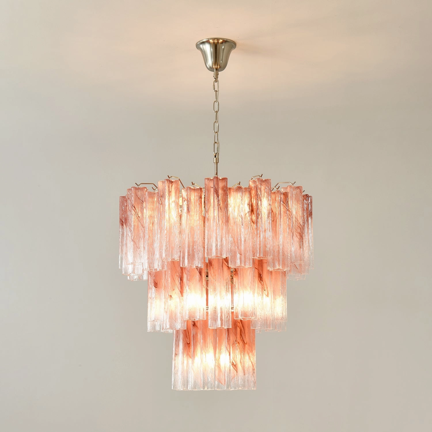 Pink Glass Tubes Chandelier