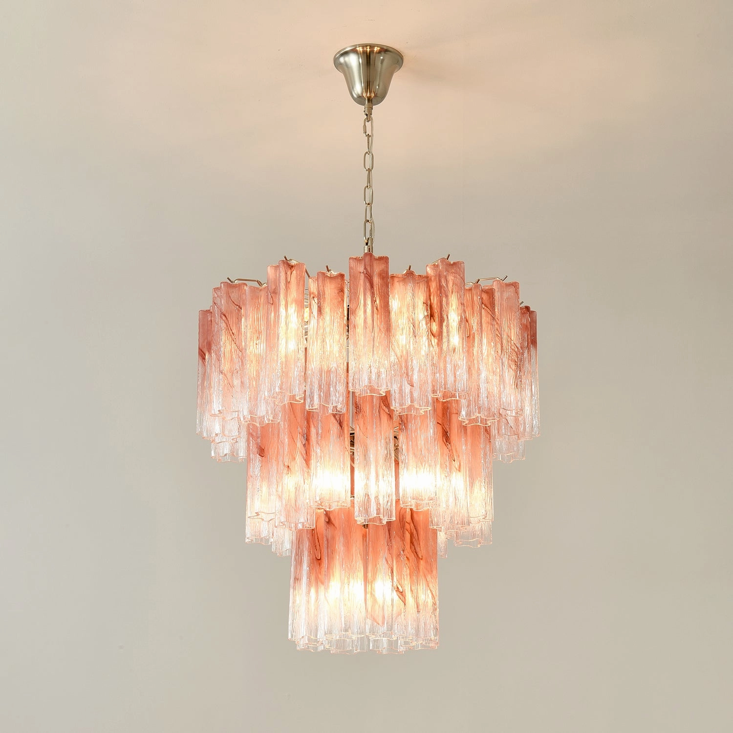Pink Glass Tubes Chandelier