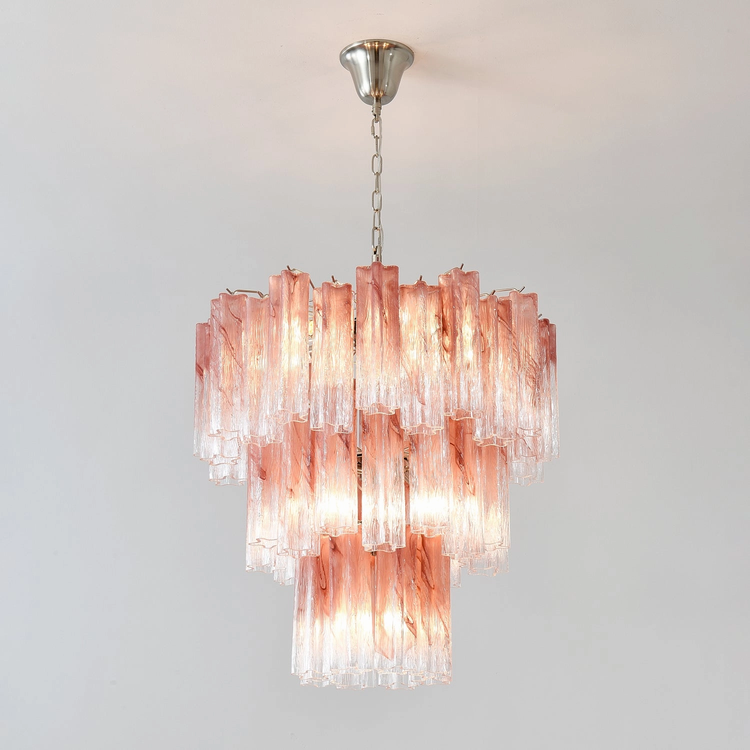 Pink Glass Tubes Chandelier