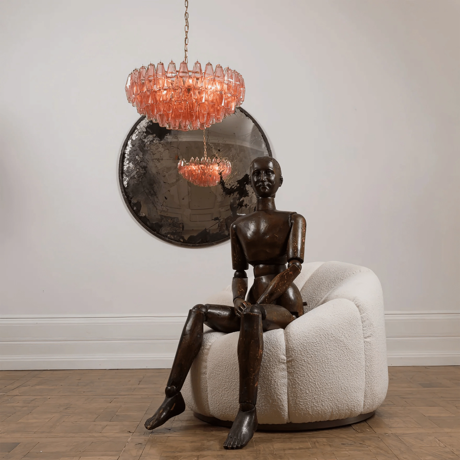 Pink Polygon Drop Chandelier