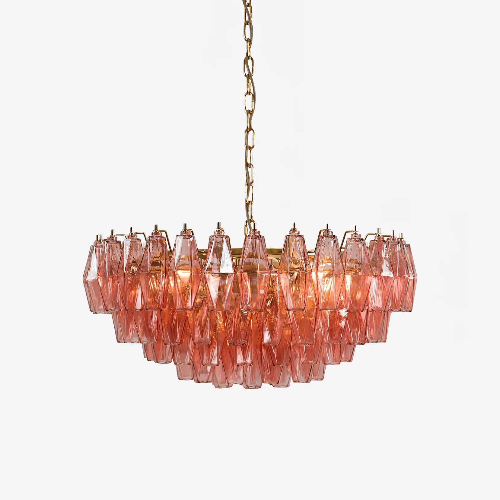 Pink Polygon Drop Chandelier