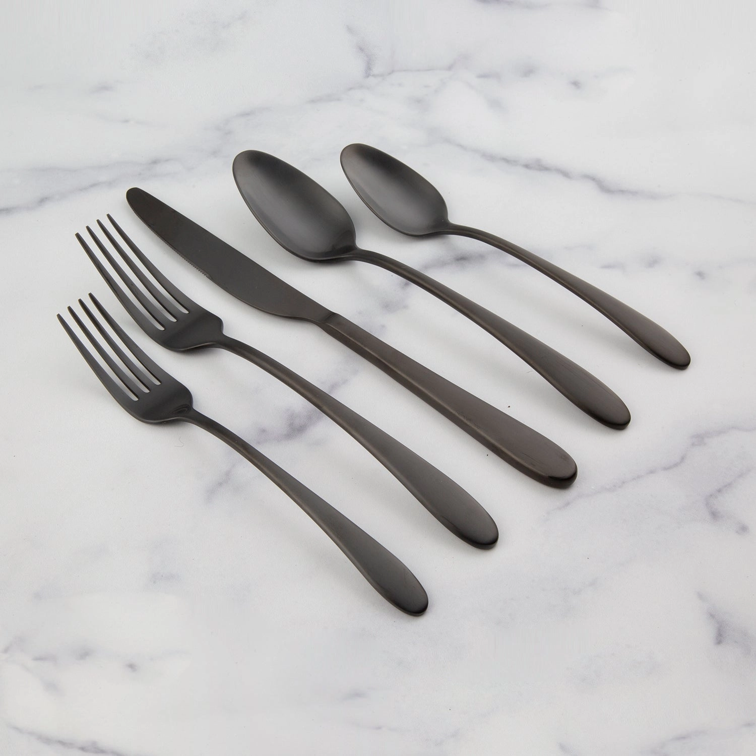 Poet Black Satin 20 Piece Flatware Set