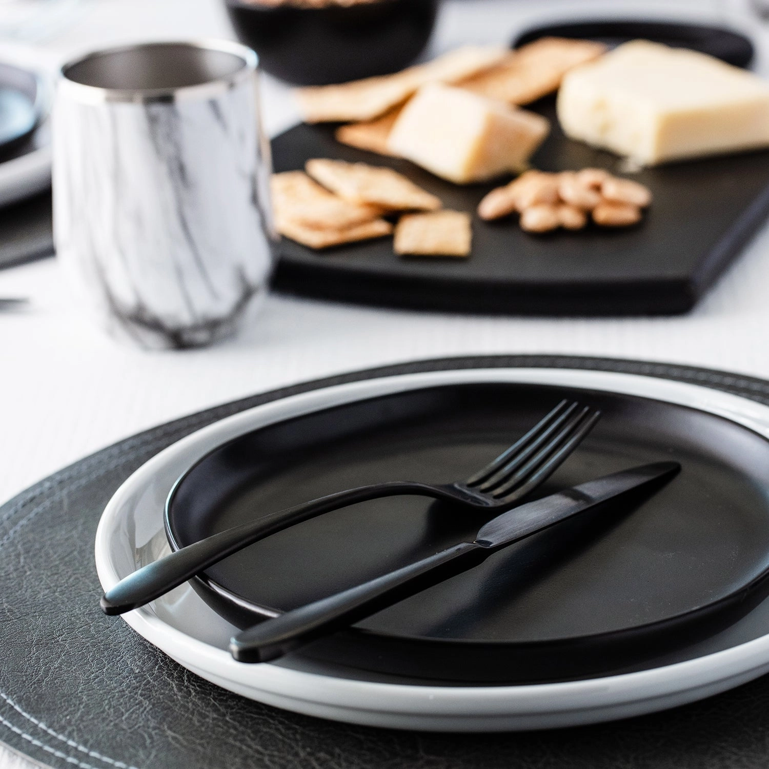 Poet Black Satin 20 Piece Flatware Set
