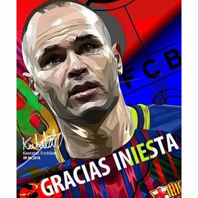 Pop Art Poster Wall Decoration Drawing Andres Iniesta Barcelonamodern abstract painting decor
