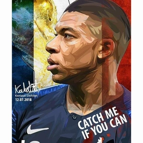Pop Art Poster Wall Decoration Drawing Kylian Mbappe Catch Memodern abstract painting decor