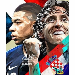 Pop Art Poster Wall Decoration Drawing Kylian Mbappe vs Luka Modricmodern abstract painting decor