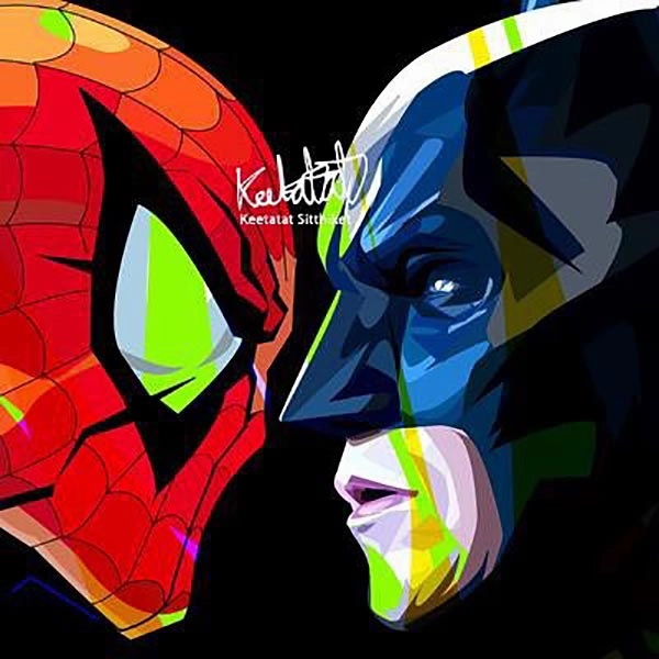 Pop Art Poster Wall Decoration Drawing Spiderman Vs Batman Marvel DCmodern abstract painting decor