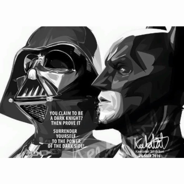 Pop Art Wall Decoration Drawing (Darth Vader VS Batman) Star Wars DCmodern abstract painting decor