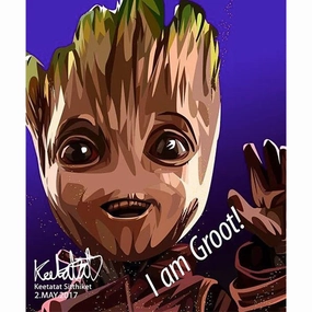 Pop Art Wall Decoration Drawing (Groot - I am Groot)modern abstract painting decor