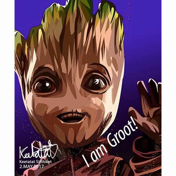 Pop Art Wall Decoration Drawing (Groot - I am Groot)modern abstract painting decor