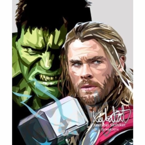 Pop Art Wall Decoration Drawing (Hulk VS Thor) Marvelmodern abstract painting decor