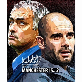 Pop Art Wall Decoration Drawing (Jose Mourinho Vs Pep Guardiola)modern abstract painting decor