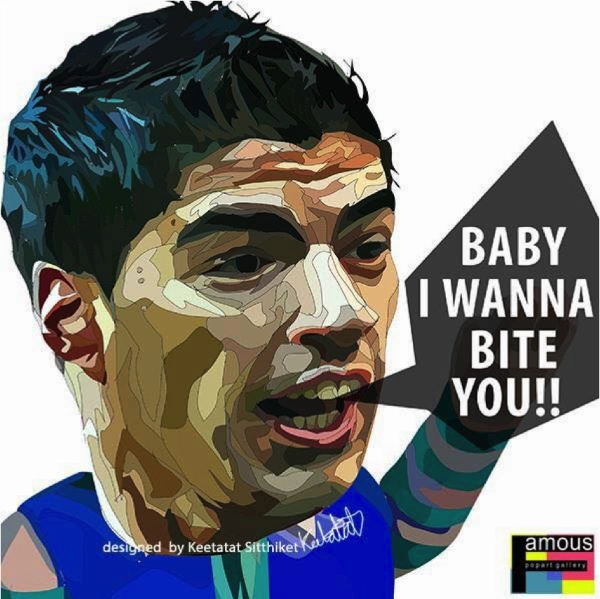 Pop Art Wall Decoration Drawing (Luis Suarez - Baby I Wanna Bite You)modern abstract painting decor