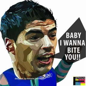 Pop Art Wall Decoration Drawing (Luis Suarez - Baby I Wanna Bite You)modern abstract painting decor