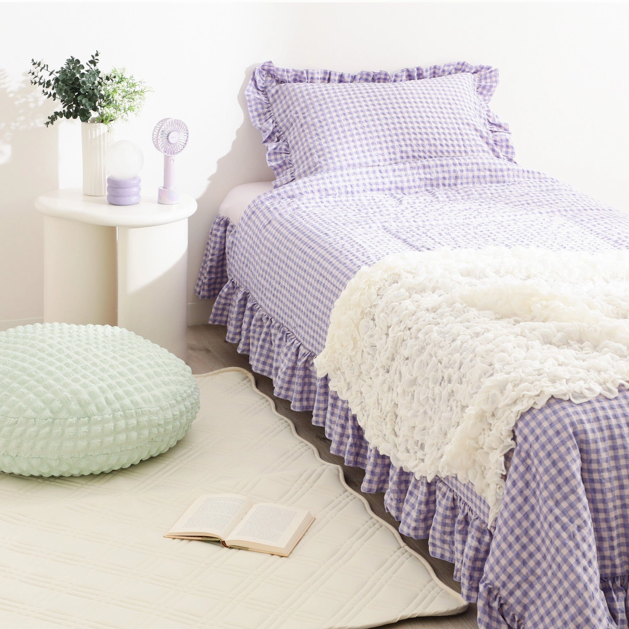 Popcorn Waffle Floor Cushion 60 Light Green