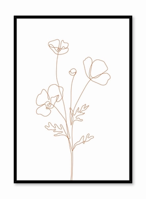 Poppy Sketch with Orange Lines, Posterpop culture themed posters