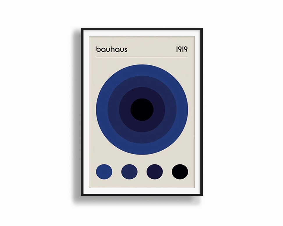 Poster Hub - Bauhaus Blue Art Framedmodern abstract painting decor