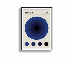 Poster Hub - Bauhaus Blue Art Framedmodern abstract painting decor