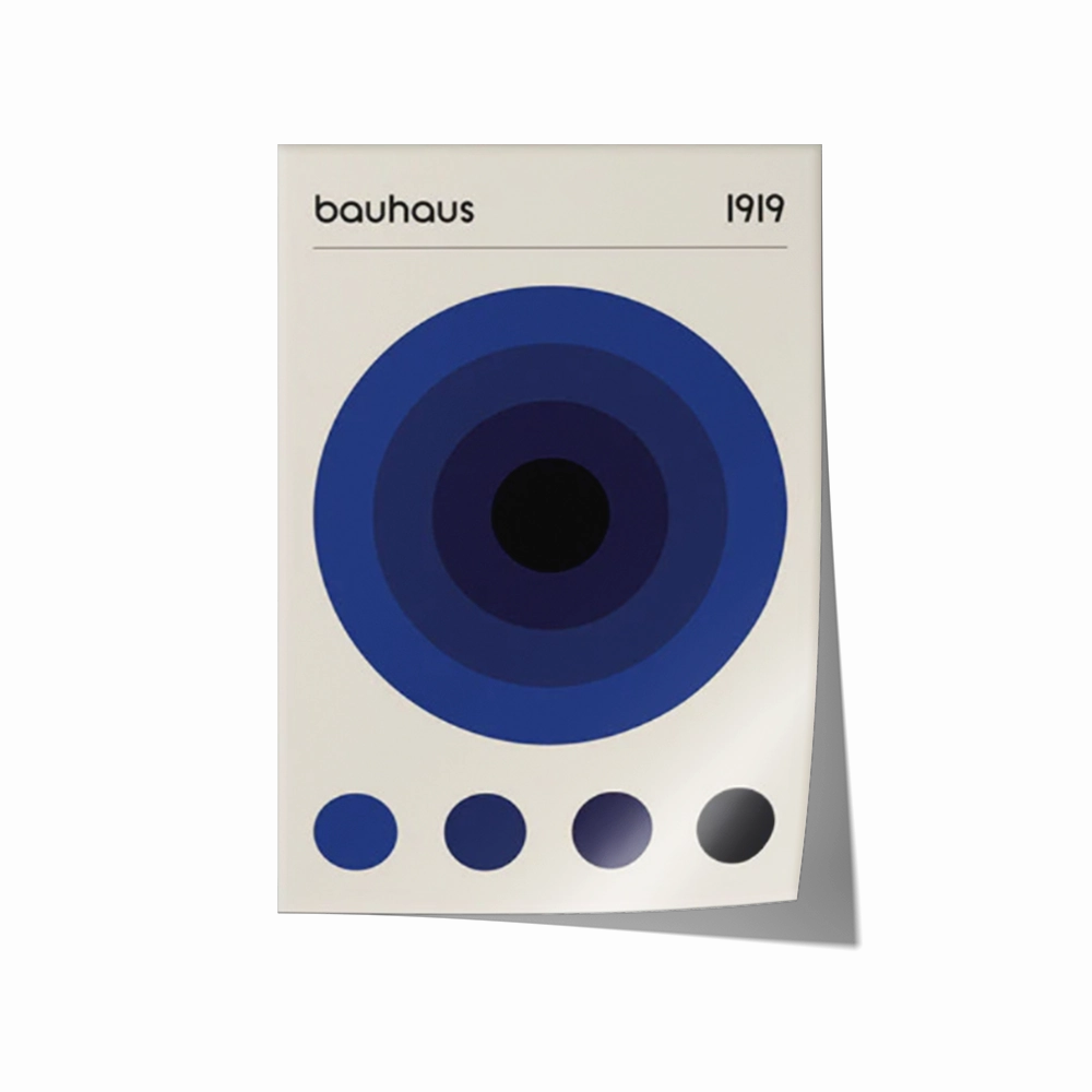 Poster Hub - Bauhaus Blue Art Framed