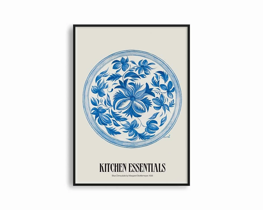 Poster Hub - Blue China Plate Posternordic style wall decor