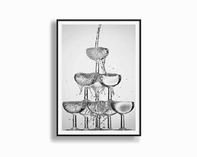 Poster Hub - Pouring Champagne Art Framedmodern abstract painting decor