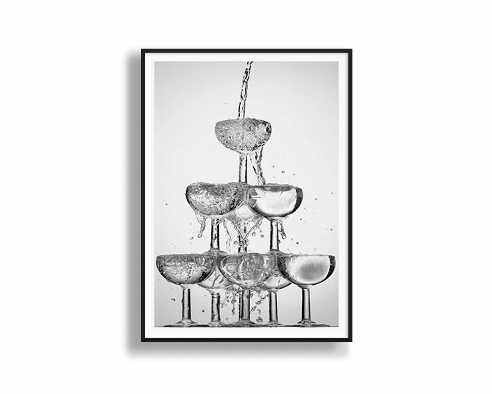 Poster Hub - Pouring Champagne Art Framedmodern abstract painting decor